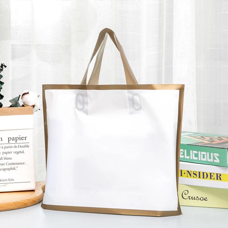 쇼핑 포장용 맞춤형 플라스틱 가방, 인쇄 로고 선물 가방, 도매 비즈니스 천 토트백, 인쇄 수수료 추가, 50 개
